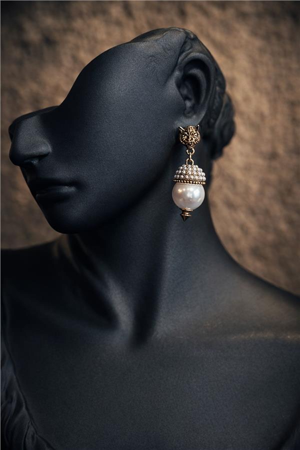 Faylinn İncili Gold Küpe